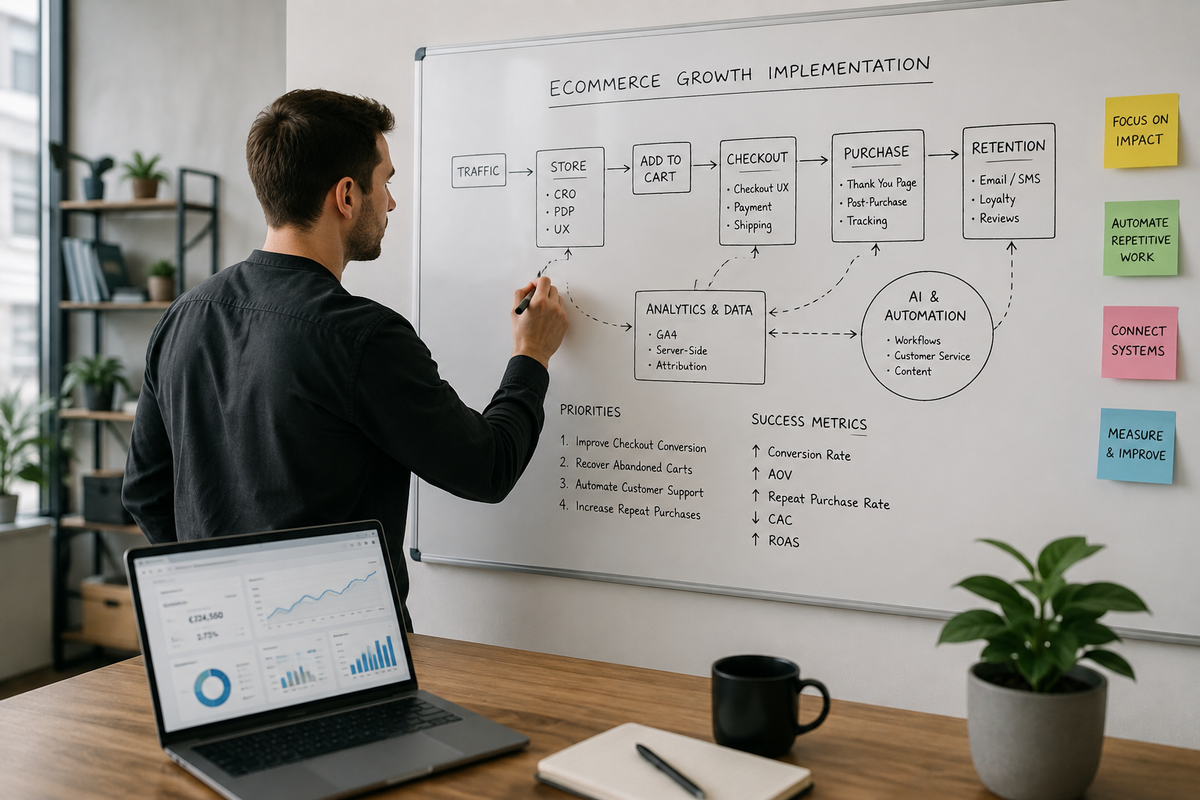 Ecommerce founder reviewing business growth opportunities | IKERS