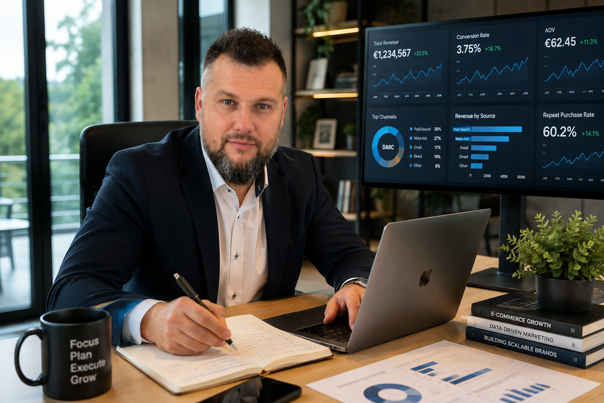 Ecommerce founder reviewing growth analytics and business performance | IKERS